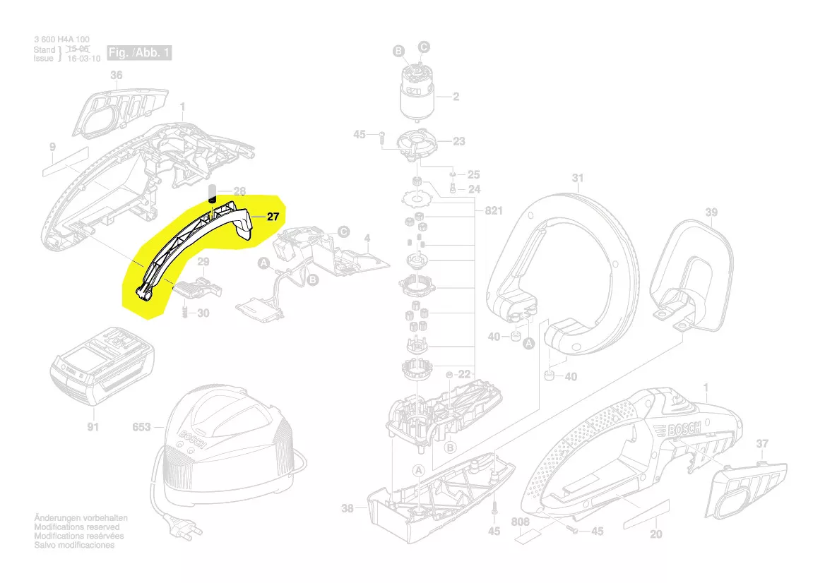 Gachette réf. 2 609 003 007 pour taille-haie Bosch